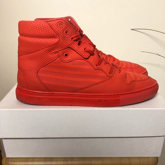 Balenciaga Perforated Leather Blood Orange Sneaker - Picture 1 of 8